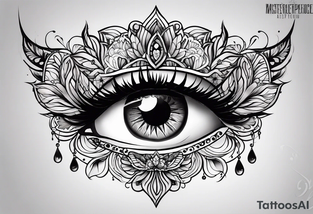 Dark feminine eyes tattoo idea