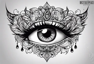 Dark feminine eyes tattoo idea
