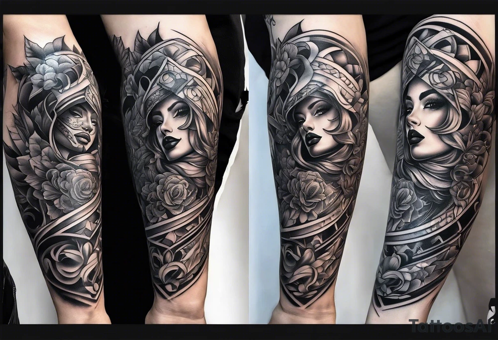 Chicano style tattoo for leg sleeve tattoo idea