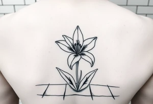 lily coming up out of the tile floor in front of bathroom sink tattoo idea