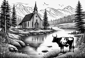 hunting and cows and bulls and fishing and love and church. tattoo idea