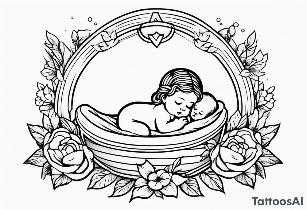 baby jesus in manger

old school vintage simple traditional design with vintage flowers surrounding it bold color simple tattoo idea
