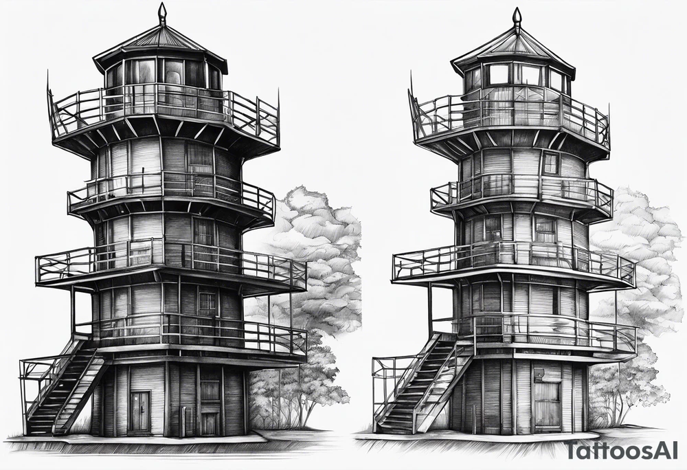 Prison observation tower tattoo idea