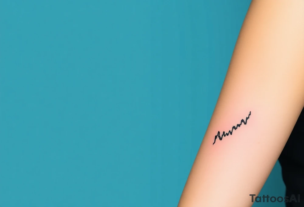 Create a unique tattoo design for a Forex trader. Include symbols of trading like a bullish candlestick chart, currency symbols (e.g., EUR, USD, GBP, JPY), and creative elements representing financial growth and strategy. The style should be minimalist black linework, modern and elegant, suitable for an arm or forearm tattoo.” tattoo idea