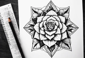 the Fibonacci Sequence. Based on the last image produced, replace the left side of the image with the Rocky Mountains that drops into a triangular point. Remove the floral theme tattoo idea