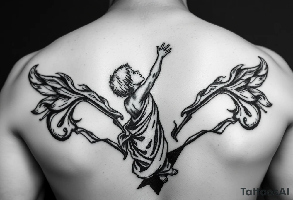 i want a boy reaching out to Jesus hand while falling into the imbass tattoo idea