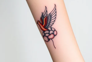 A phoenix flying out of a brain colorful tattoo idea