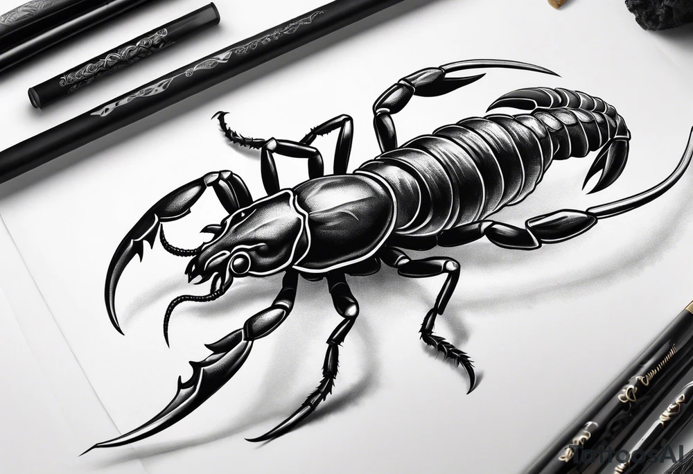 Make a preview of a scorpion.
The tattoo should be on the leg tattoo idea