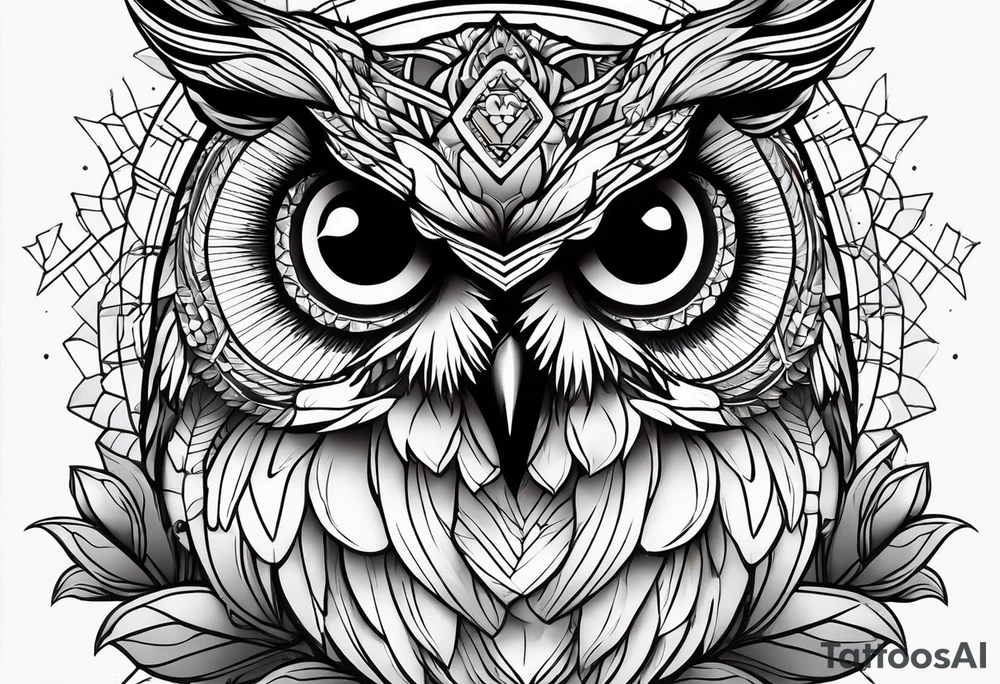 Owl and sunflower sleeve tattoo idea