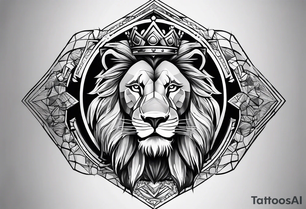 lions crown hexagon black tattoo idea
