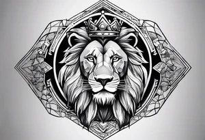 lions crown hexagon black tattoo idea