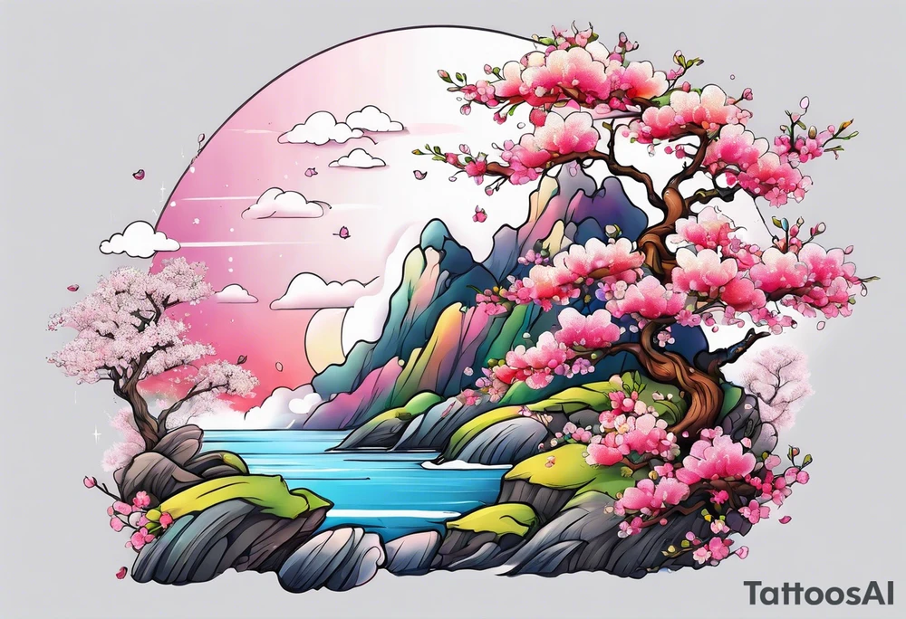 Cherry blossom rainbow tattoo idea