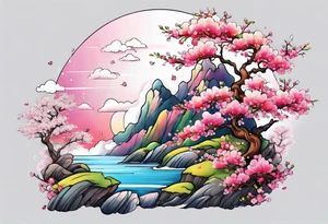 Cherry blossom rainbow tattoo idea