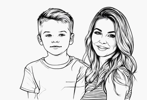 Draw a discrete and simple tatoo which represents my 2 kids whose names are Mila and Liam, with colors and very fine lines tattoo idea