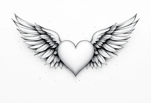 White Heart with Feathered Wings – A pure white heart, surrounded by delicate, soft white feathered wings, representing innocent, pure love. tattoo idea