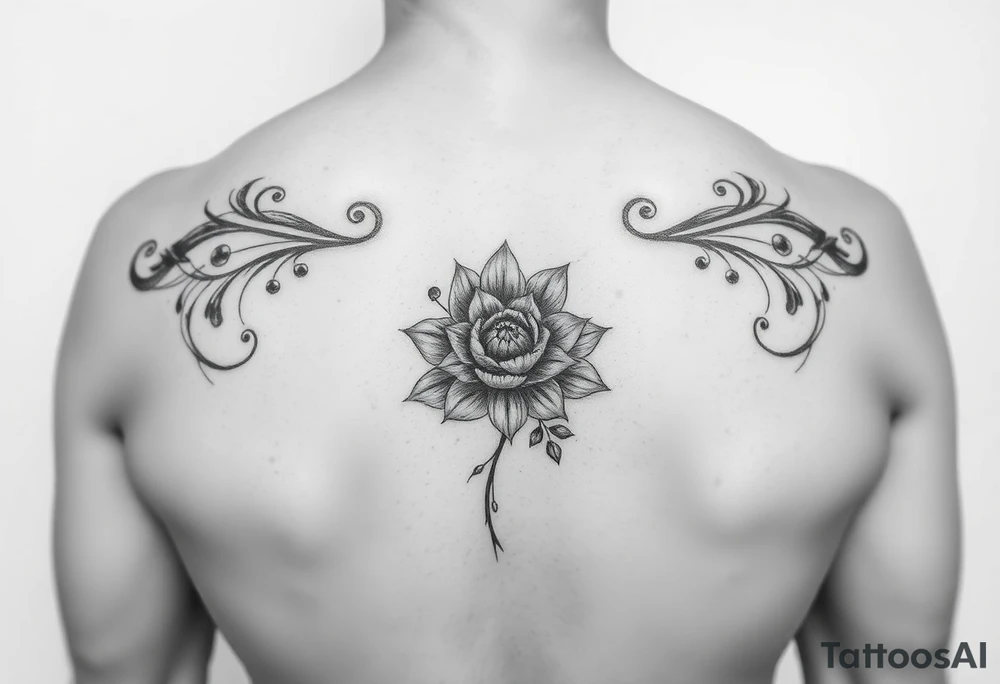 Make something similar to this. It should be a small, unique floral design. tattoo idea