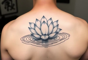 serene lotus flower emerging from sacred waters with ripples tattoo idea