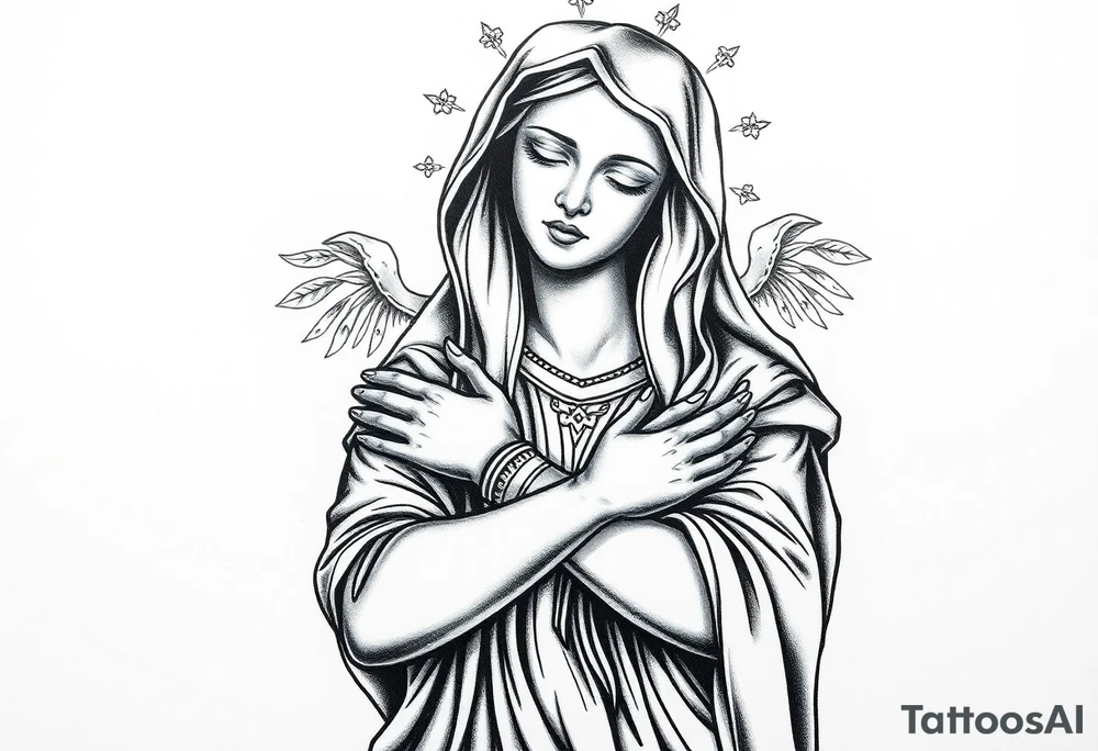 Russian orthodox virgin mary crossing arms tattoo idea