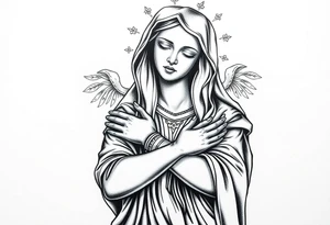 Russian orthodox virgin mary crossing arms tattoo idea