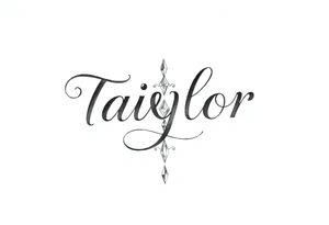 The name Taiylor spelled vertical with the O as a diamond ring behind the ear tattoo tattoo idea