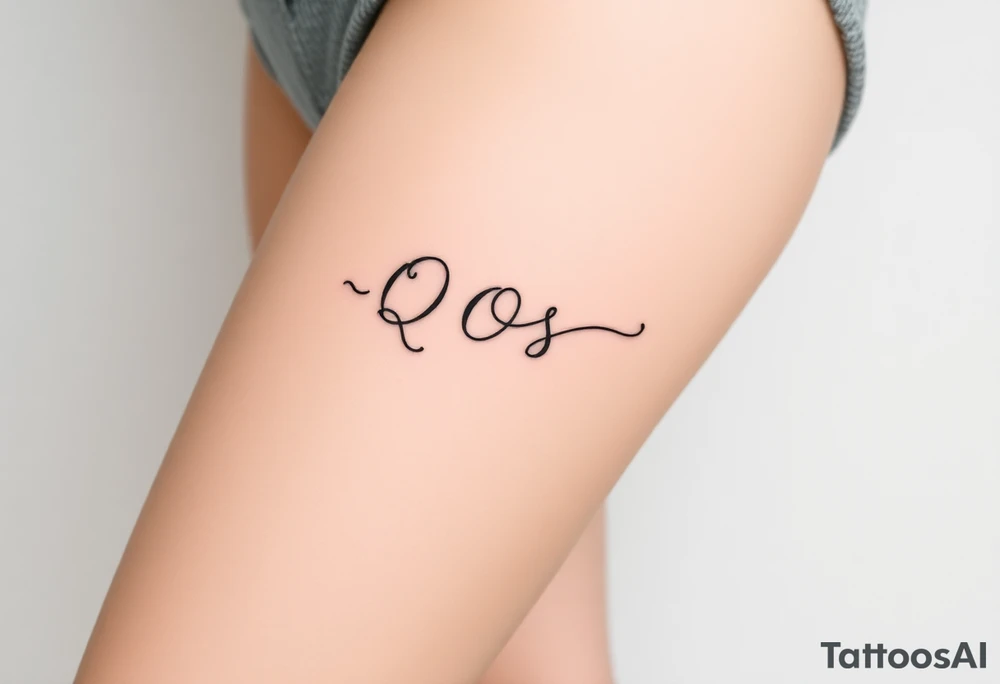 text reading "QOS" across a womb tattoo tattoo idea