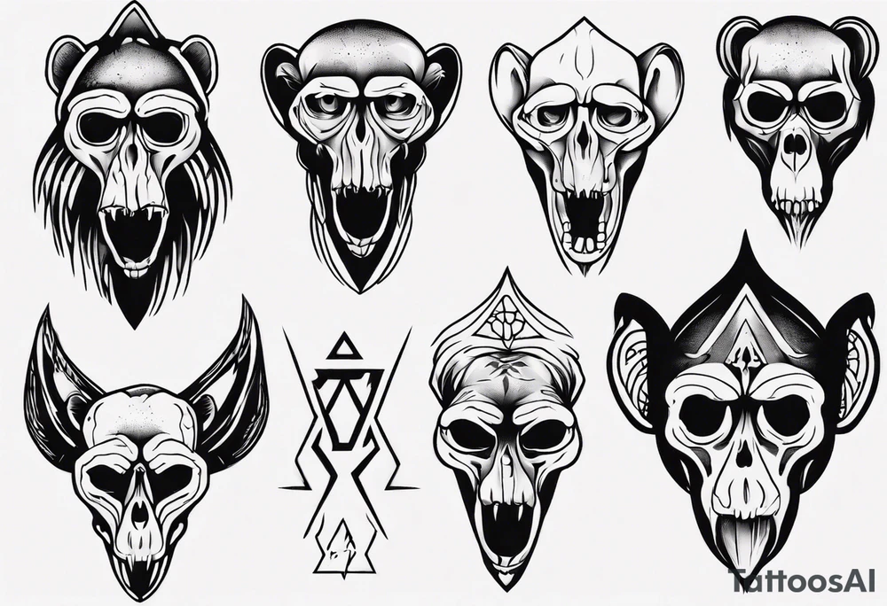 baboon skull tattoo idea