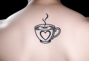 Cute cup of tea with a love heart tattoo idea