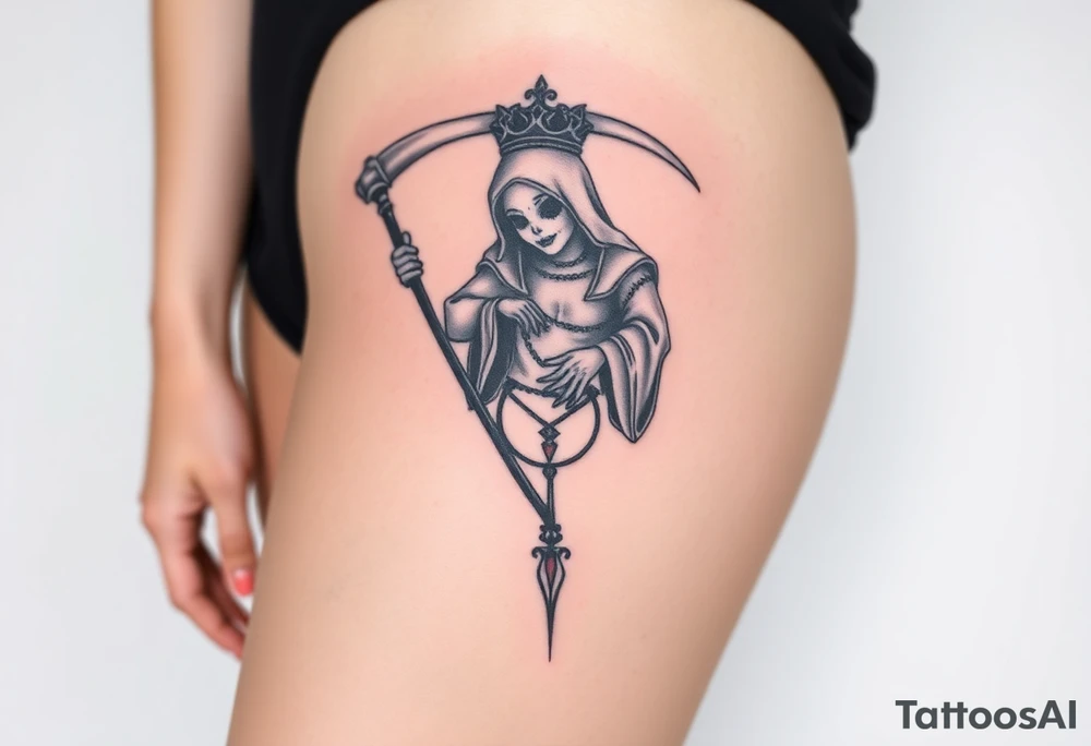 Queen, reaper, scary, pretty tattoo idea