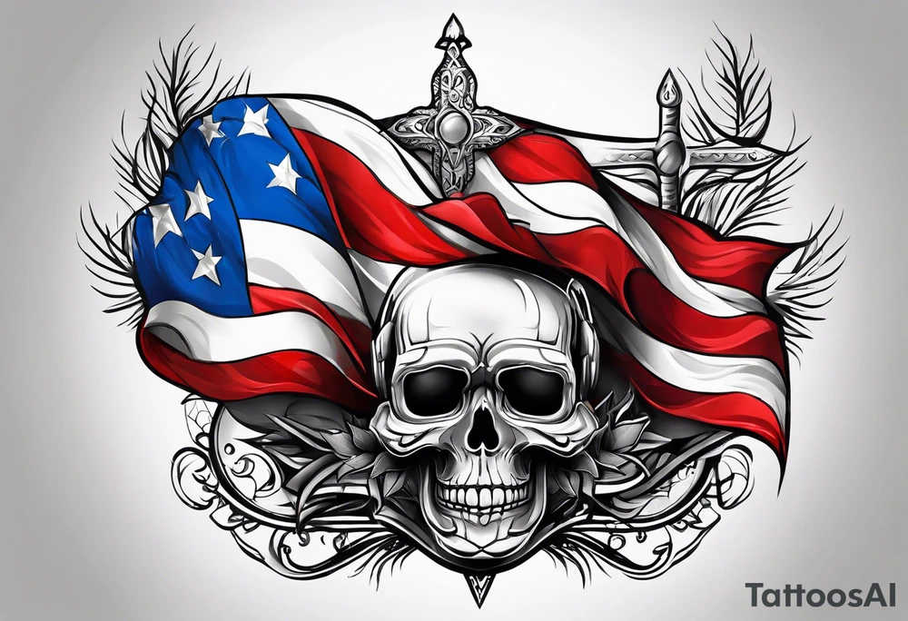 Tribal art holding the Puerto Rican, U.S.  Virgin Islands and Trinidad flags tattoo idea