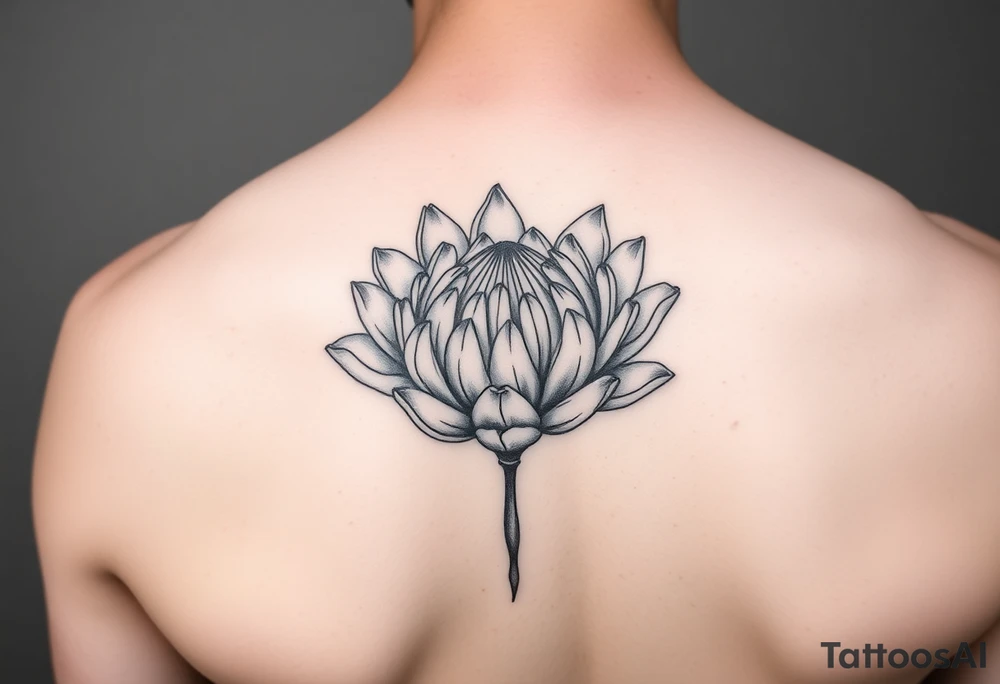 Blooming protea flower tattoo idea