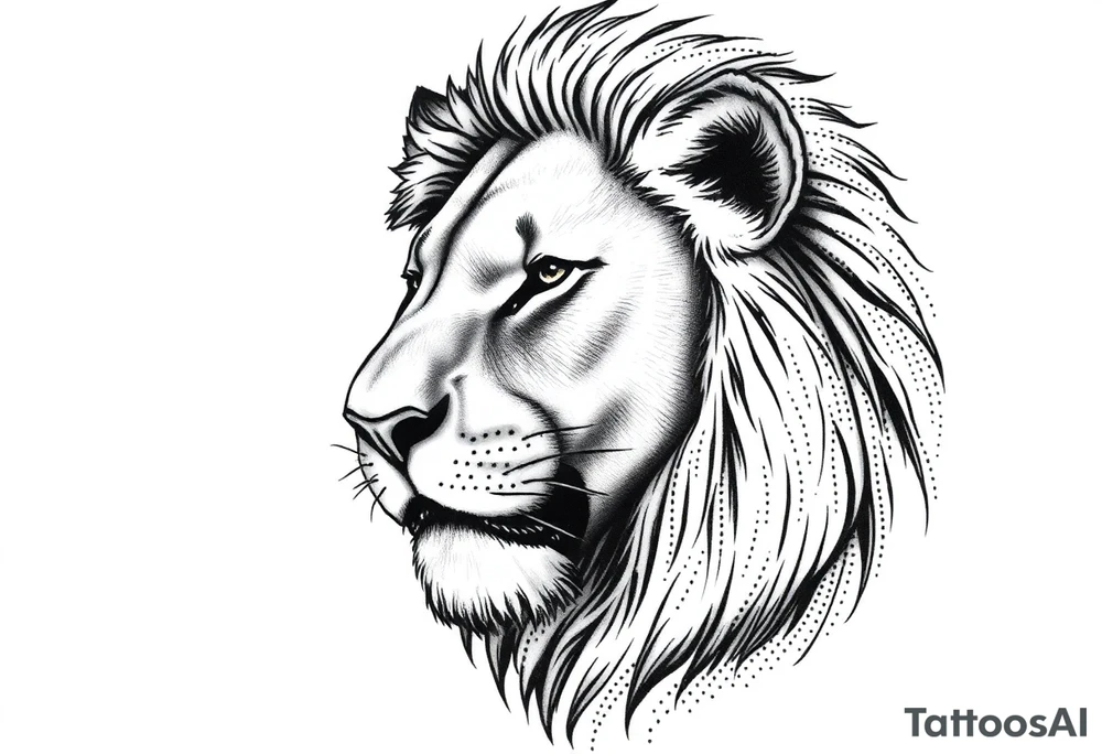 powerful majestic lion, close-up tattoo idea