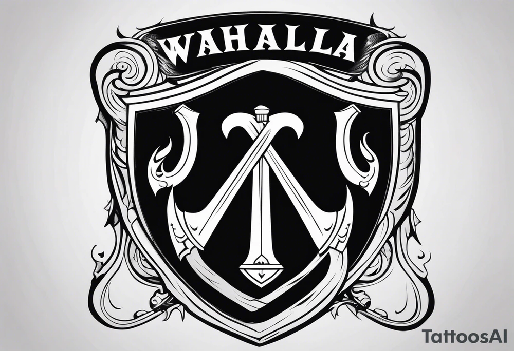 Valhalla shield  sword axe tattoo idea