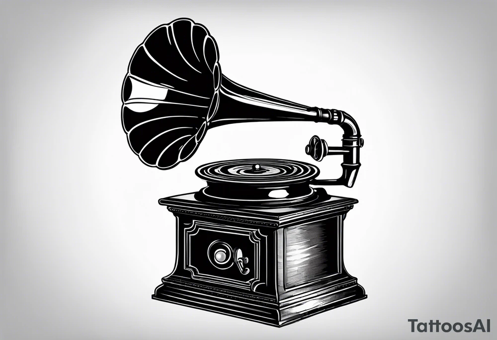 vintage theme gramophone tattoo idea