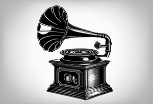vintage theme gramophone tattoo idea