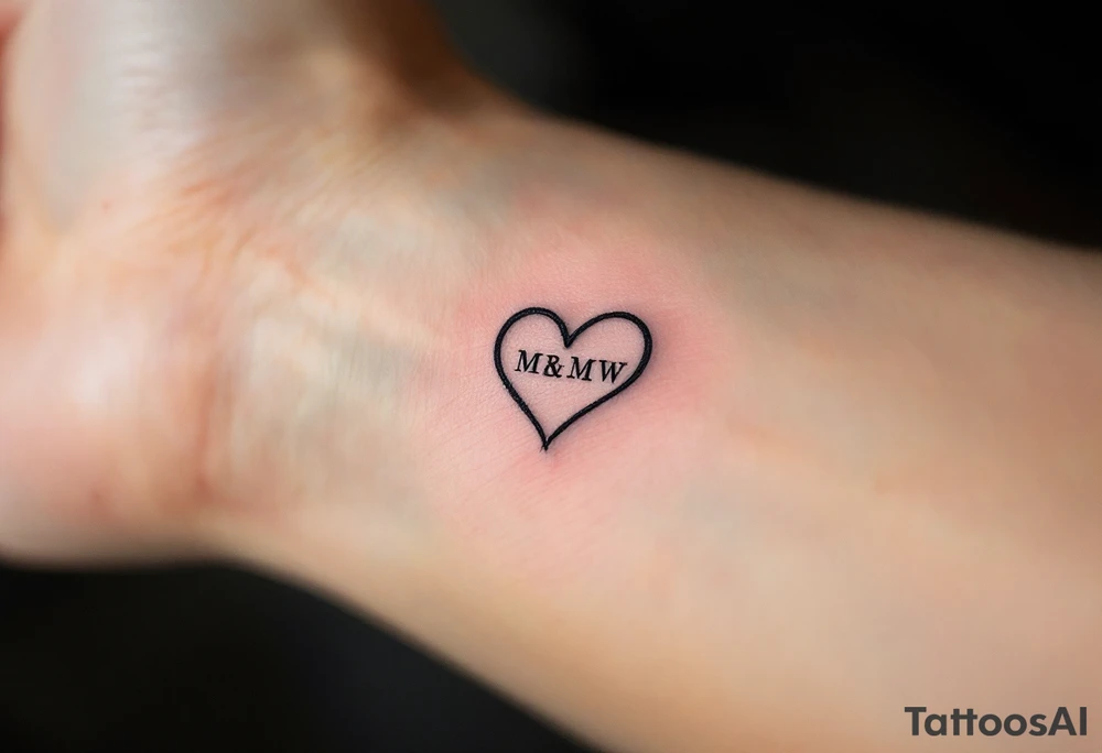 Minimalist Heart with Family Initials – A small, delicate heart with the initials of each family member engraved inside. The heart is done in black ink, with fine, clean lines for a subtle, minimalist look. tattoo idea