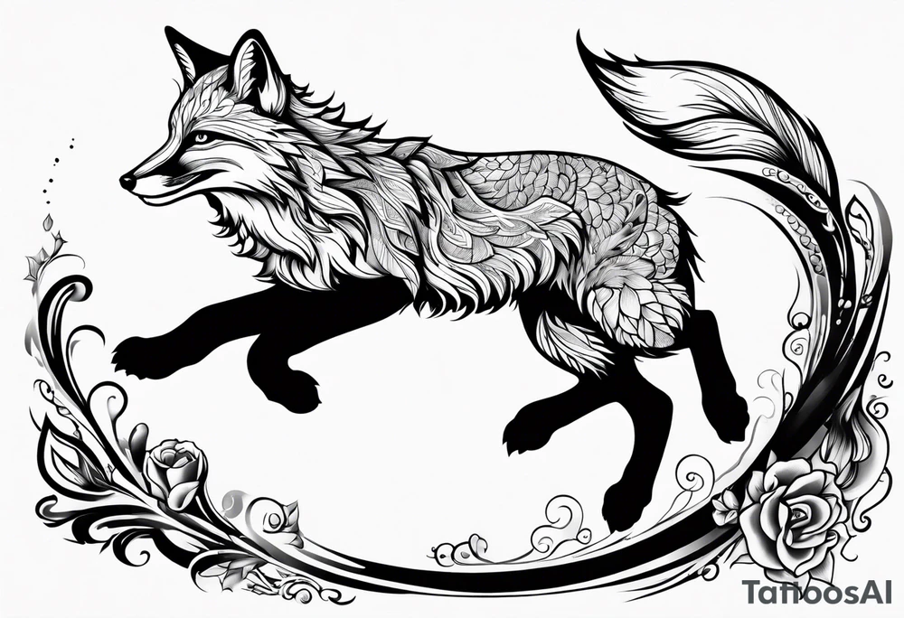 Fox leaping tattoo idea