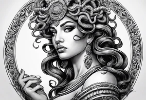 Medusa in her hand the head of Perseo tattoo idea