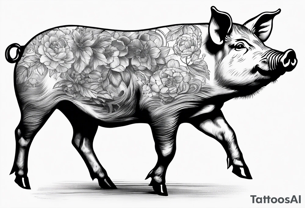 Butchers map of a pig tattoo idea