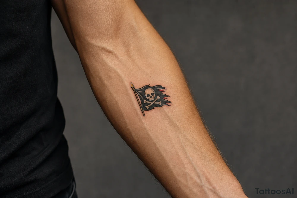 storm and jolly roger flag tattoo idea