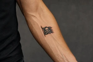 storm and jolly roger flag tattoo idea