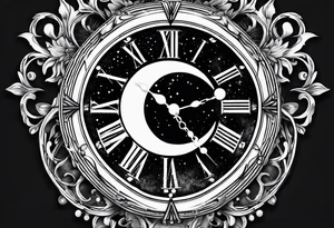 a moon as a pocket watch tattoo idea
