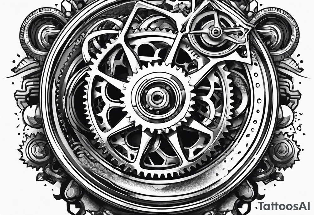 bicycle gear and chain as watch around wrist tattoo idea