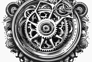 bicycle gear and chain as watch around wrist tattoo idea