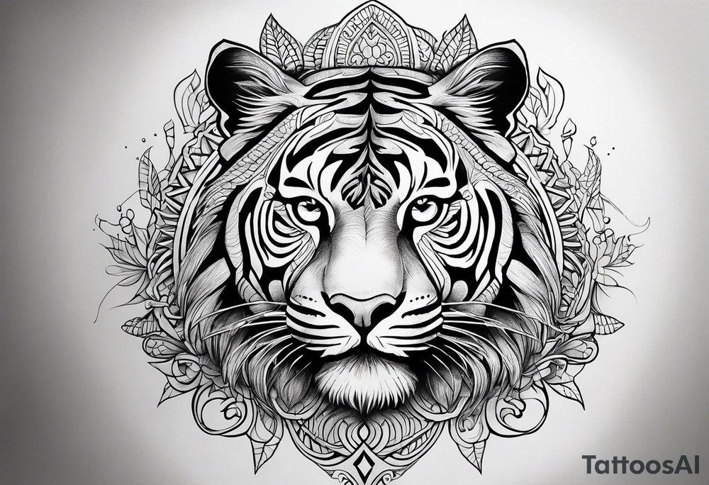 Patte avec dans chaque petite coussinets un des 4 éléments et dans le gros coussinets passage montagneux cours d'eau tattoo idea
