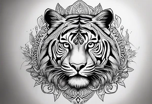 Patte avec dans chaque petite coussinets un des 4 éléments et dans le gros coussinets passage montagneux cours d'eau tattoo idea