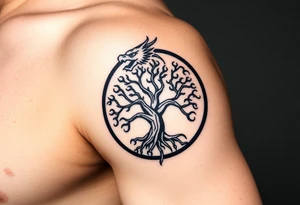 a dragon encircling the tree of life tattoo idea