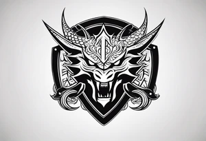 Valhalla sword shield small dragon head tattoo idea