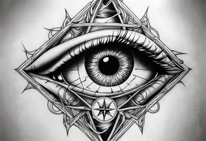Eye with two irises from the band Tool, inside a heptagram tattoo idea