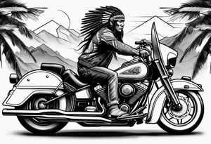 Native american on motorcycle tattoo idea