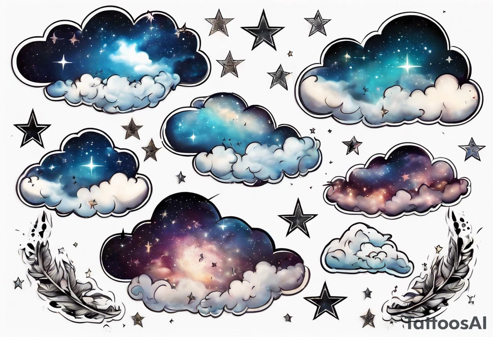 cloud with the date and stars tattoo idea